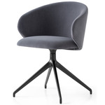 Tuka Upholstered Swivel Chair - Matte Black / Grey Velvet