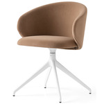 Tuka Upholstered Swivel Chair - Matte Optic White / Camel Brown Velvet