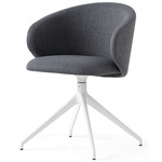 Tuka Upholstered Swivel Chair - Matte Optic White / Black Crossweave