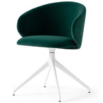 Tuka Upholstered Swivel Chair - Matte Optic White / Forest Green Velvet
