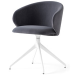 Tuka Upholstered Swivel Chair - Matte Optic White / Grey Velvet