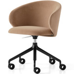 Tuka Swivel Upholstered Office Chair - Matte Black / Camel Brown Velvet