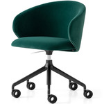 Tuka Swivel Upholstered Office Chair - Matte Black / Forest Green Velvet