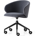 Tuka Swivel Upholstered Office Chair - Matte Black / Grey Velvet