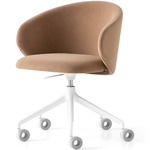 Tuka Swivel Upholstered Office Chair - Matte Optic White / Camel Brown Velvet