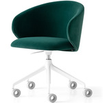 Tuka Swivel Upholstered Office Chair - Matte Optic White / Forest Green Velvet
