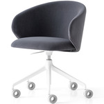 Tuka Swivel Upholstered Office Chair - Matte Optic White / Grey Velvet