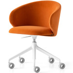 Tuka Swivel Upholstered Office Chair - Matte Optic White / Saffron Yellow Velvet
