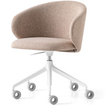 Tuka Swivel Upholstered Office Chair - Matte Optic White / Taupe Crossweave