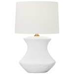 Bone Table Lamp - Matte White Ceramic / White Linen