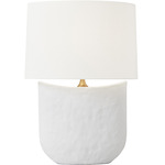 Cenotes Table Lamp - Matte White Ceramic / White Linen