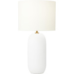 Fanny Slim Table Lamp - Matte White Ceramic / White Linen