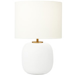 Fanny Wide Table Lamp - Matte White Ceramic / White Linen