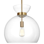 Londyn Round Pendant - Burnished Brass / Clear
