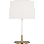 Monroe Table Lamp - Burnished Brass / Gloss White / White Linen