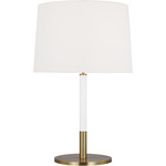 Monroe Table Lamp - Burnished Brass / Gloss White / White Linen