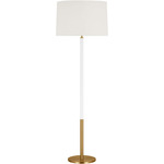 Monroe Floor Lamp - Burnished Brass / Gloss White / White Linen