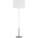 Monroe Floor Lamp - Polished Nickel / Gloss White / White Linen