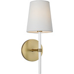 Monroe Wall Sconce - Burnished Brass / Gloss White / White Linen