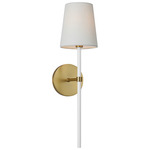 Monroe Tail Wall Sconce - Burnished Brass / White Linen