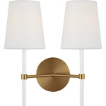 Monroe Double Wall Sconce - Burnished Brass / White Linen
