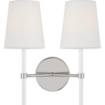 Monroe Double Wall Sconce - Polished Nickel / White Linen