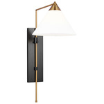 Franklin Plug-in Wall Sconce - Burnished Brass / Deep Bronze / White Linen