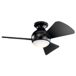 Sola Outdoor Ceiling Fan with Light - Satin Black / Satin Black