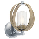 Grand Bank Outdoor Wall Sconce - Distressed Antique Grey / Clear Seeded