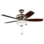 Terra Select Ceiling Fan with Light - Burnished Antique Pewter / Dark Cherry / Weathered White Walnut