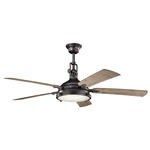 Hatteras Bay Ceiling Fan with Light - Anvil Iron / Distressed Antique Gray / Walnut