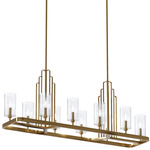 Kimrose Linear Chandelier - Brushed Natural Brass / Clear