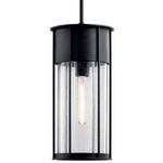 Camillo Outdoor Pendant - Textured Black / Clear Seeded