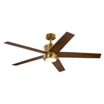 Brahm Ceiling Fan with Light - Natural Brass / Walnut / White