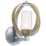 Grand Bank Outdoor Wall Sconce - Distressed Antique Grey / Clear Seeded