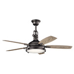 Hatteras Bay Ceiling Fan with Light - Anvil Iron / Distressed Antique Gray / Walnut