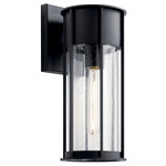Camillo Outdoor Wall Sconce - Textured Black / Clear Seeded