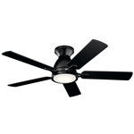 Arvada Ceiling Fan with Light - Satin Black / Satin Black / Weathered White Walnut