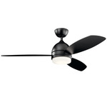 Vassar Ceiling Fan with Light - Satin Black / Black / Silver