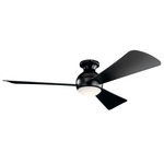 Sola Outdoor Ceiling Fan with Light - Satin Black / Satin Black