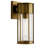 Camillo Outdoor Wall Sconce - Natural Brass / Clear Seeded