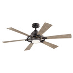 Iras Ceiling Fan with Light - Anvil Iron / Distressed Antique Gray / Walnut