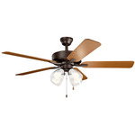 Basics Pro Premier Ceiling Fan with Clear Shade Light Kit - Satin Natural Bronze / Cherry / Walnut