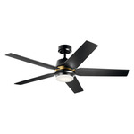 Maeve Ceiling Fan with Light - Satin Black / Satin Black / Silver