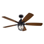 Lydra Ceiling Fan with Light - Distressed Black / Walnut / Satin Black