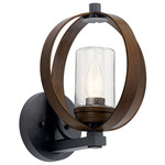 Grand Bank Outdoor Wall Sconce - Auburn Stained / Clear Seeded