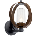 Grand Bank Outdoor Wall Sconce - Auburn Stained / Clear Seeded