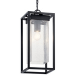 Mercer Outdoor Pendant - Black with Silver Highlights / Clear Seeded