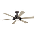 Iras Ceiling Fan with Light - Weathered Zinc / Dark Walnut / Weathered White Walnut