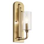 Kimrose Wall Sconce - Brushed Natural Brass / Clear